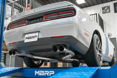 MBRP 15-16 Dodge Challenger 5.7L HEMI SS 3in Quad Split Rear Exit w/ Carbon Fiber Tips - T304