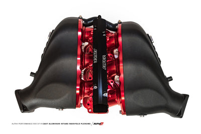 AMS Performance 2009+ Nissan GT-R Alpha Cast Plenum/Billet Intake Manifold w/Std Fuel Rail - Black