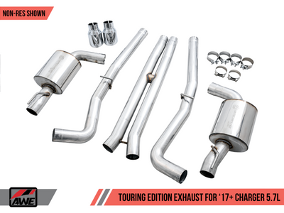 AWE Tuning 2017+ Dodge Charger 5.7L Touring Edition Exhaust - Non-Resonated - Chrome Silver Tips