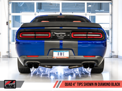AWE Tuning 2017+ Dodge Challenger 5.7L Track Edition Exhaust - Diamond Black Quad Tips