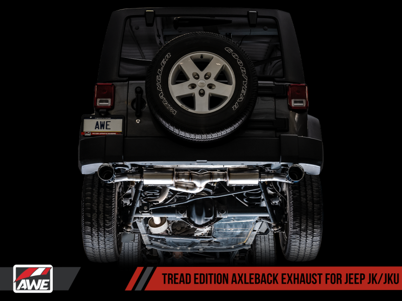 AWE Tuning 07-18 Jeep Wrangler JK/JKU 3.6L Tread Edition Axle-Back Dual Exhaust - Chrome Silver Tips