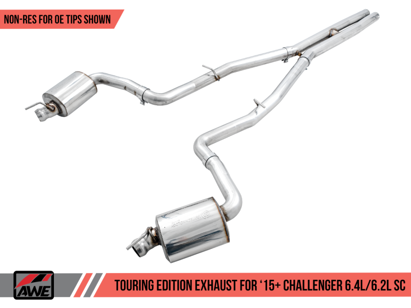 AWE Tuning 2015+ Dodge Challenger 6.4L/6.2L Non-Resonated Touring Edition Exhaust - Use Stock Tips